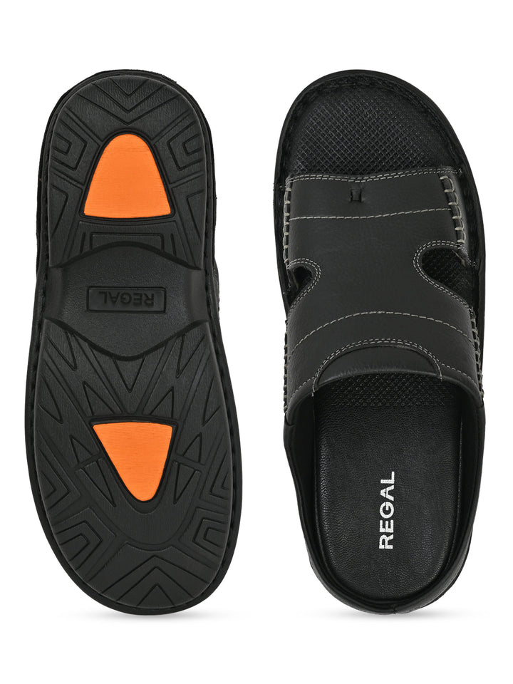 Regal Black Men Leather Sandals