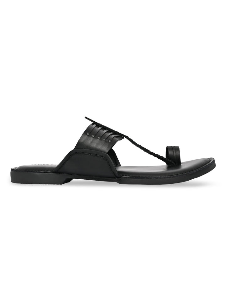 Regal Black Men Ethnic Kolhapuri Sandals