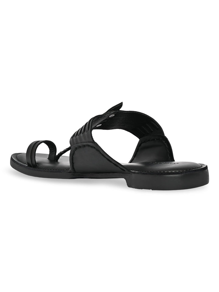 Regal Black Men Ethnic Kolhapuri Sandals