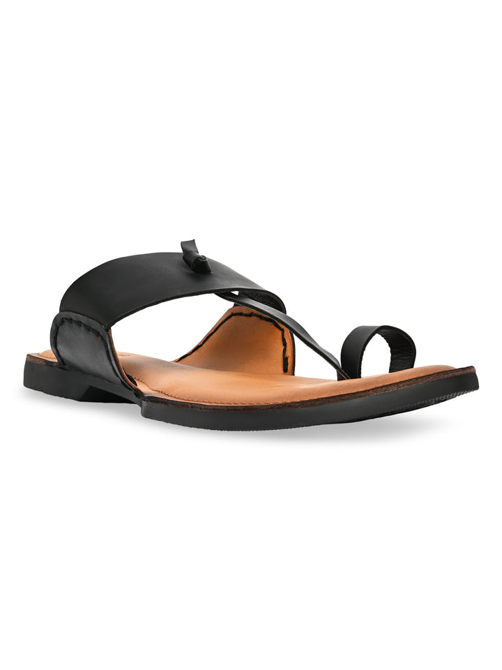 Regal Black Men Ethnic Kolhapuri Sandals