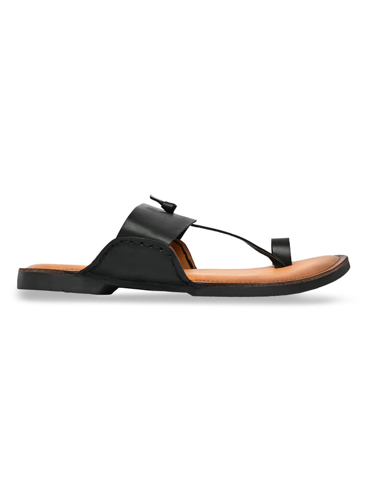 Regal Black Men Ethnic Kolhapuri Sandals