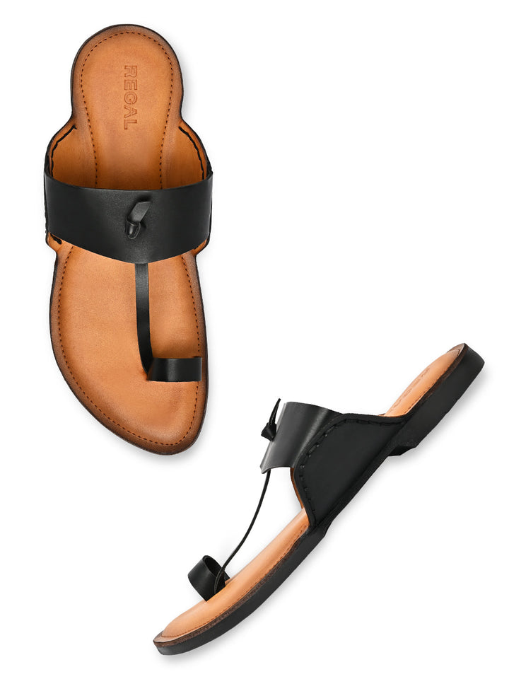 Regal Black Men Ethnic Kolhapuri Sandals