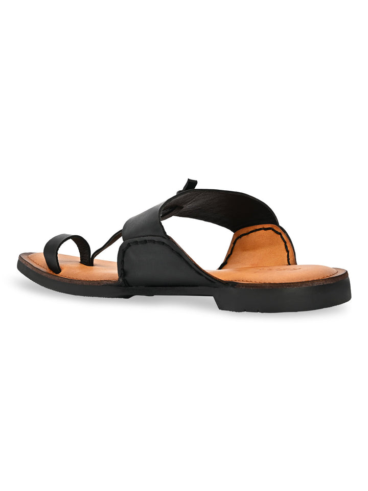 Regal Black Men Ethnic Kolhapuri Sandals