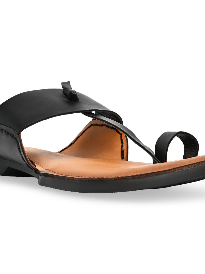 Regal Black Men Ethnic Kolhapuri Sandals