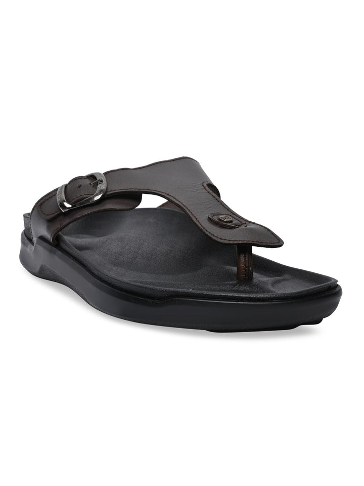 Regal Brown Men Textured Leather Sandals