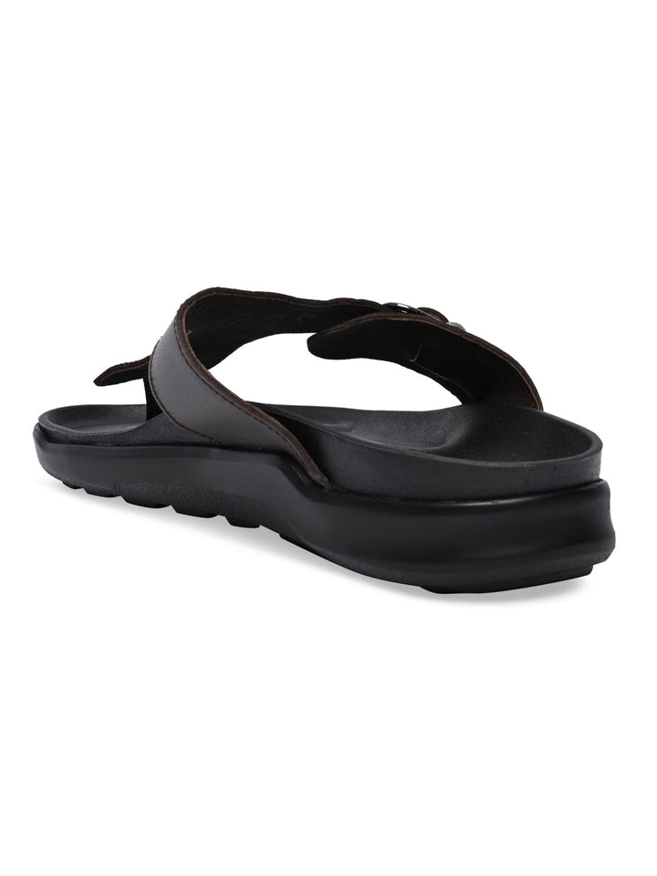 Regal Brown Men Textured Leather Sandals