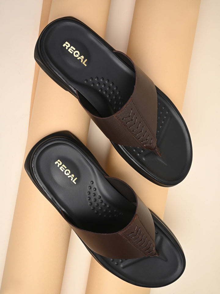 Regal Brown Men Casual Leather Sandals