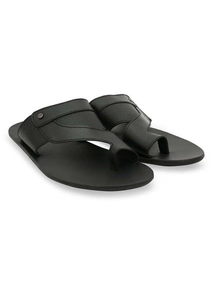 Regal Black Men Casual One Toe Sandals