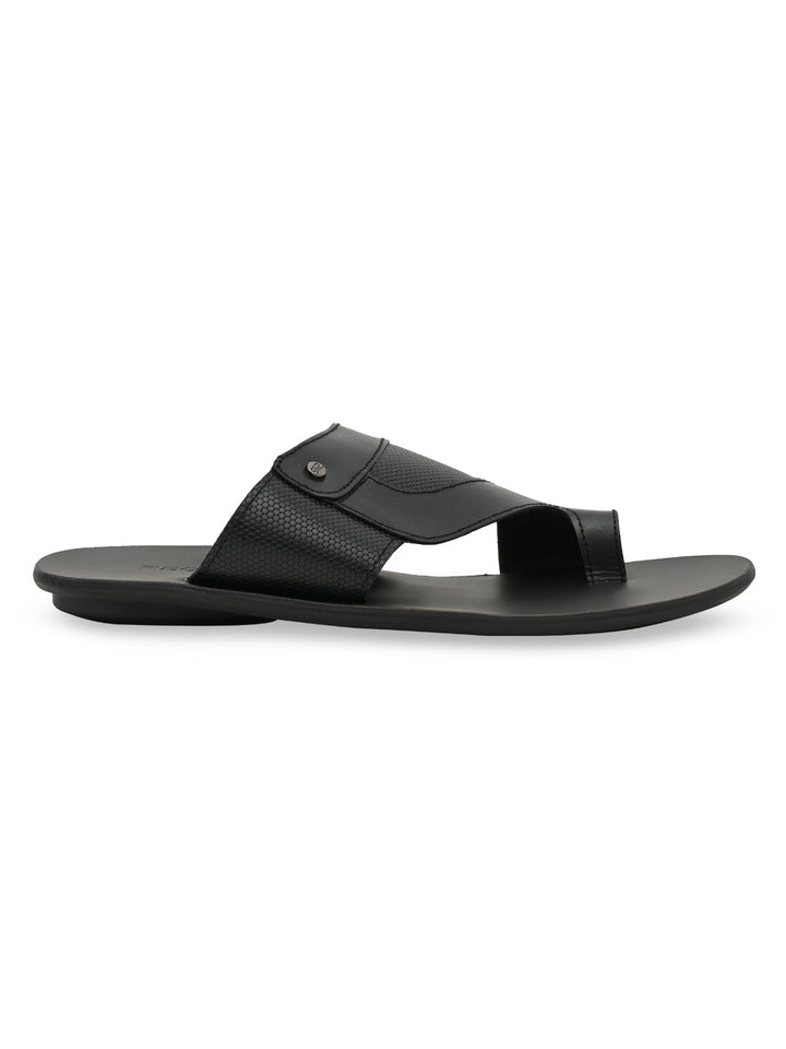 Regal Black Men Casual One Toe Sandals