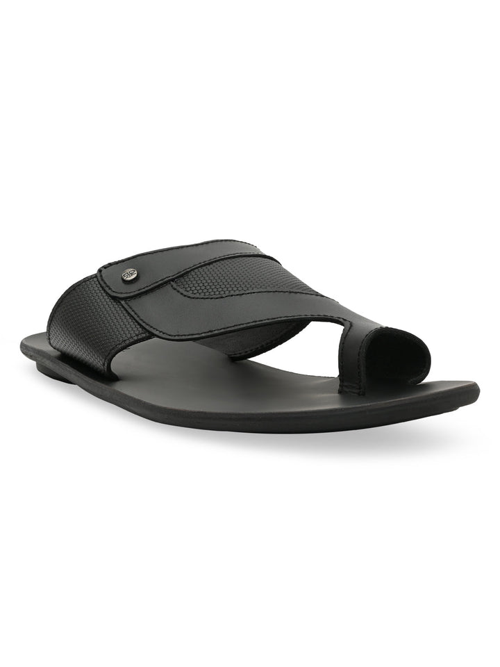 Regal Black Men Casual One Toe Sandals
