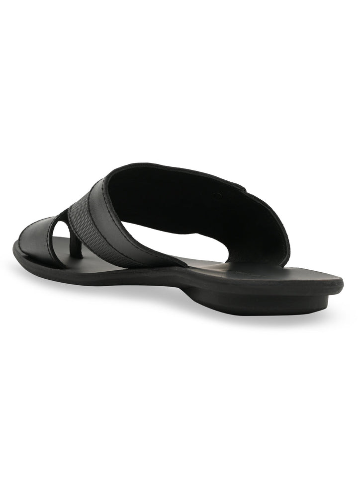 Regal Black Men Casual One Toe Sandals