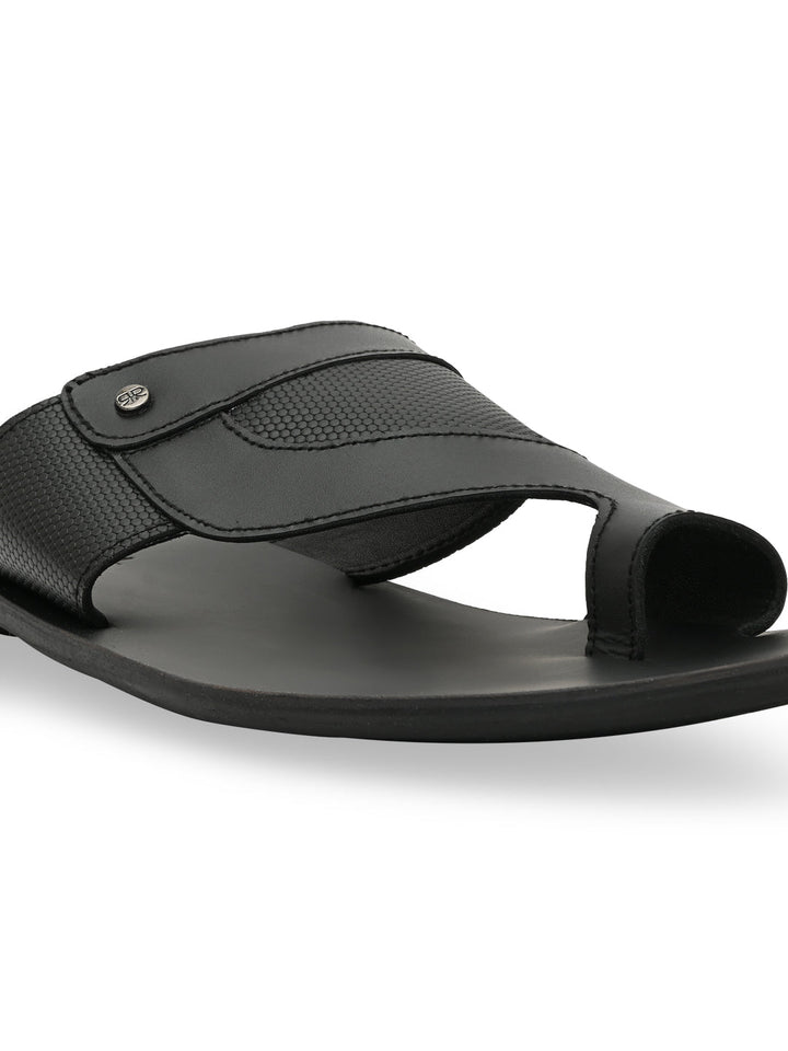 Regal Black Men Casual One Toe Sandals