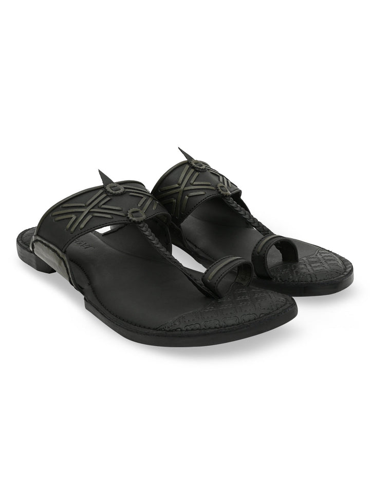 Regal Black Men Casual Kolhapuris