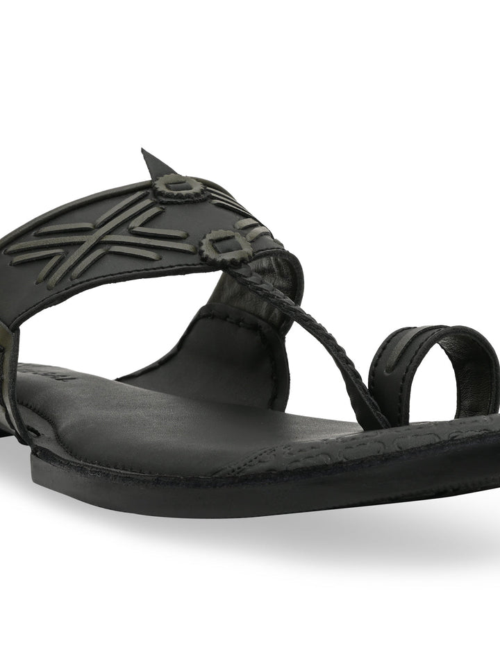 Regal Black Men Casual Kolhapuris
