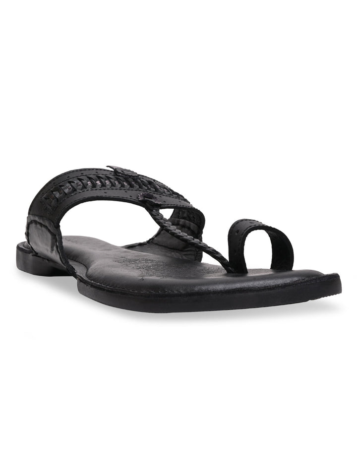 Regal Black Men Leather Casual Kolhapuris