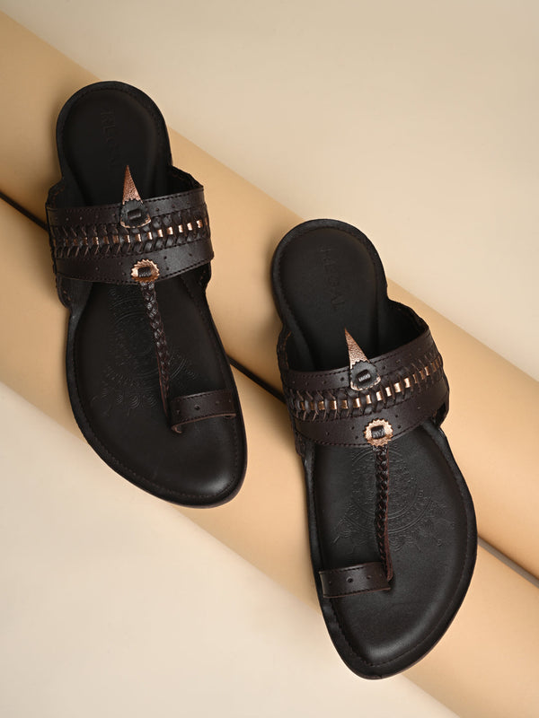 Regal Brown Men Leather Casual Kolhapuris