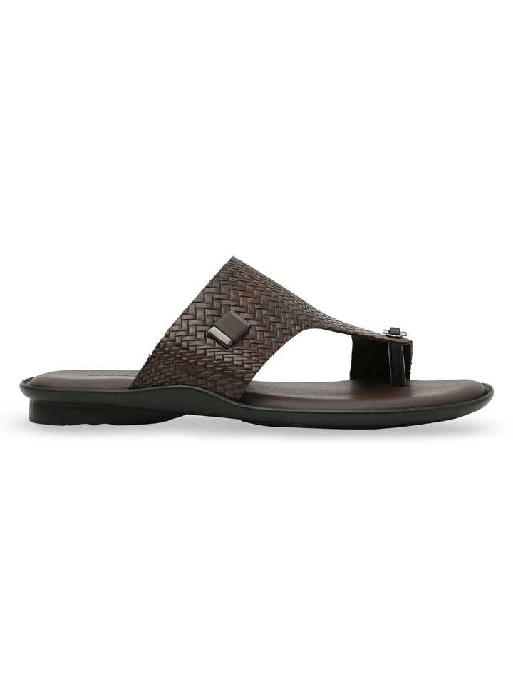 Regal Brown Men Leather Woven Sandals