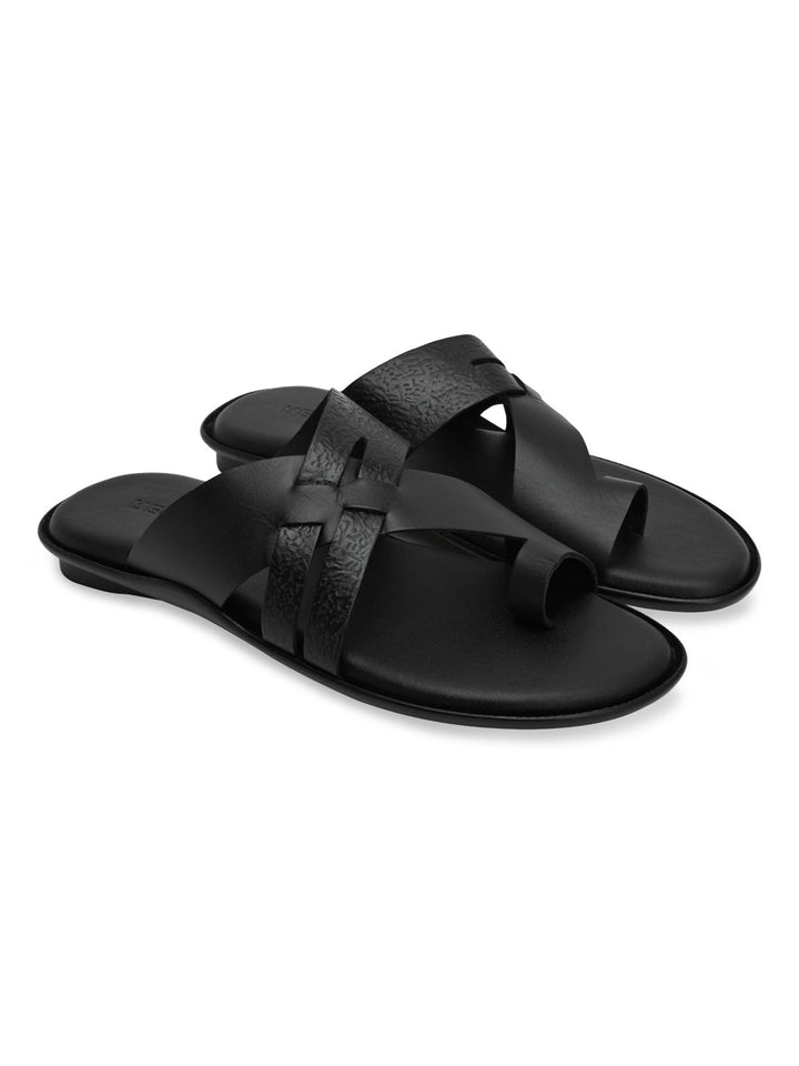 Regal Black Mens Casual Leather Sandals