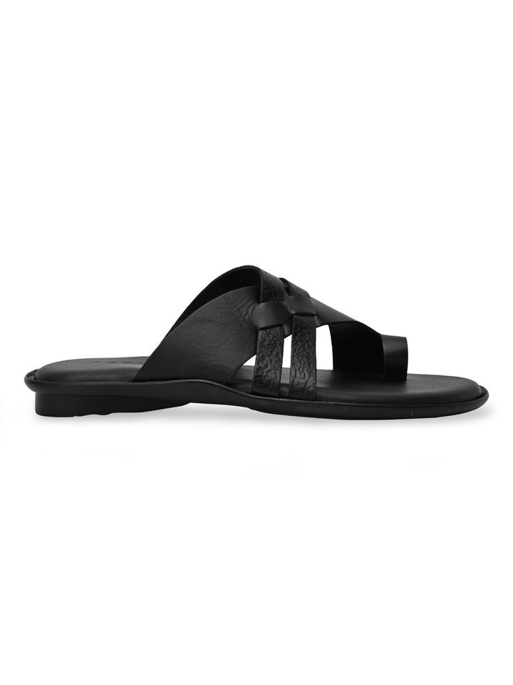 Regal Black Mens Casual Leather Sandals