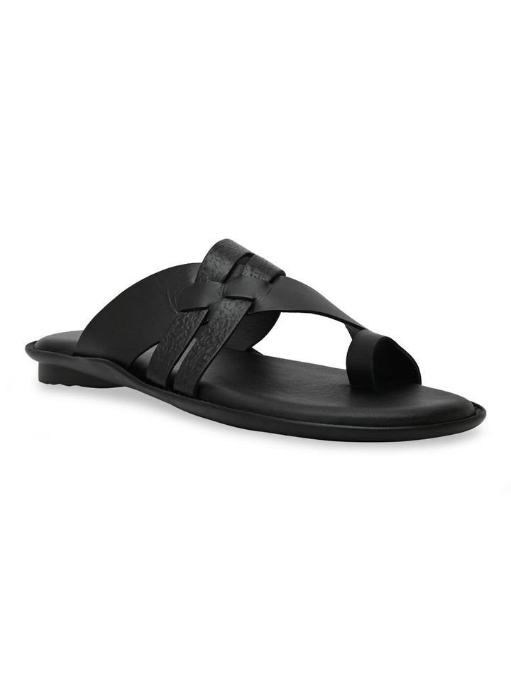 Regal Black Mens Casual Leather Sandals