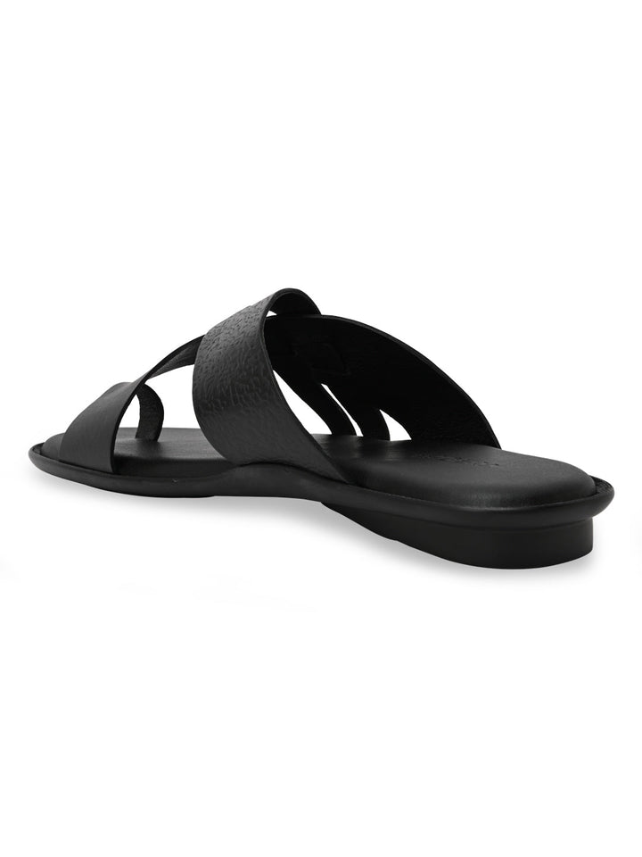Regal Black Mens Casual Leather Sandals