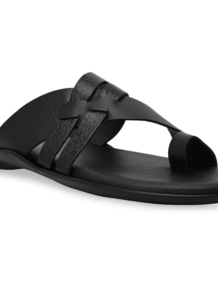 Regal Black Mens Casual Leather Sandals
