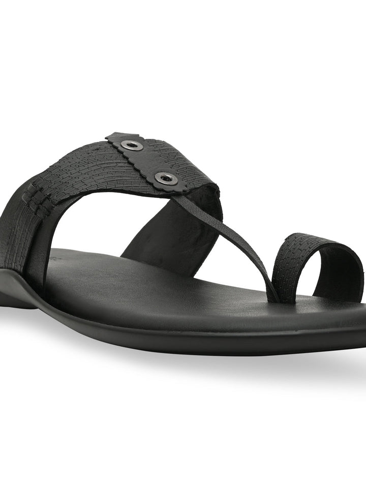 Regal Black Men Casual Leather Kolhapuris