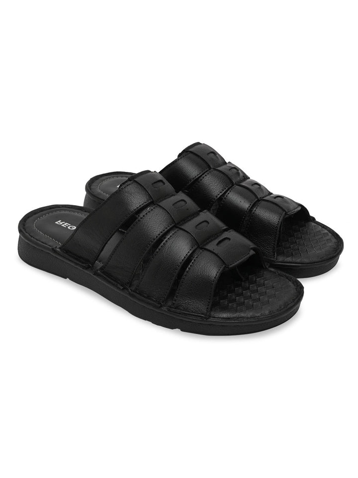 Regal Black Mens Casual Leather Sandals