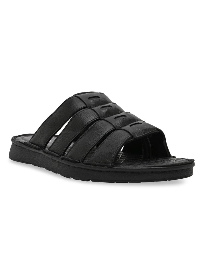Regal Black Mens Casual Leather Sandals
