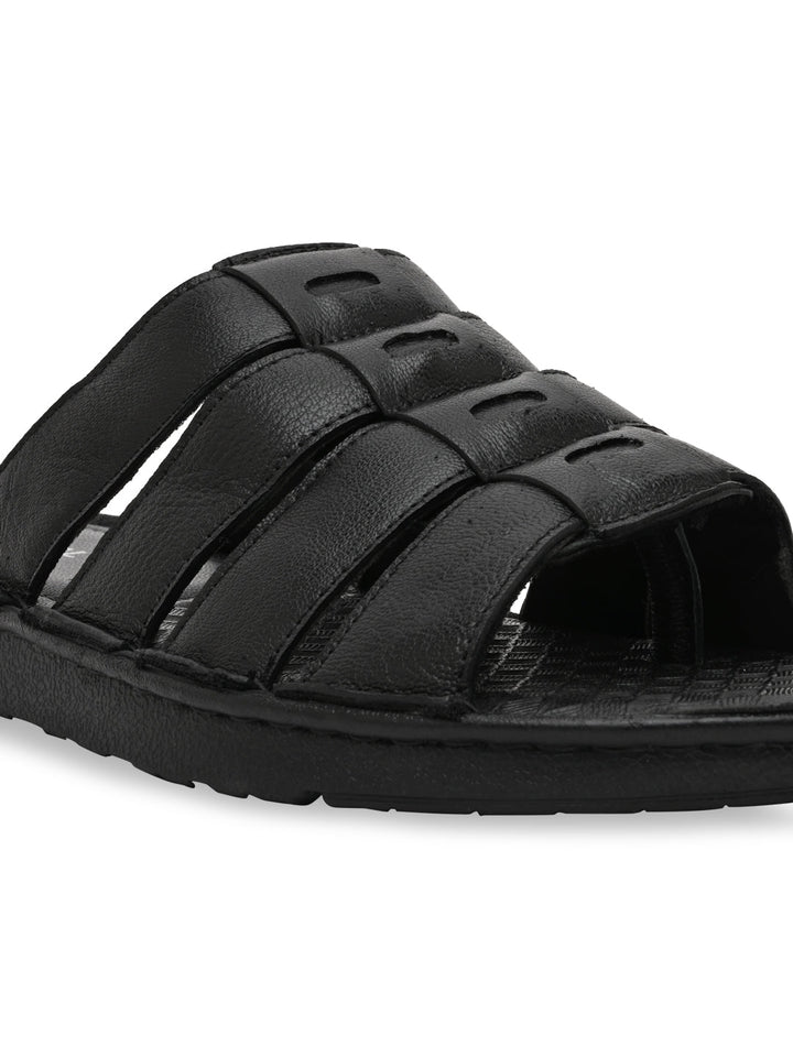 Regal Black Mens Casual Leather Sandals
