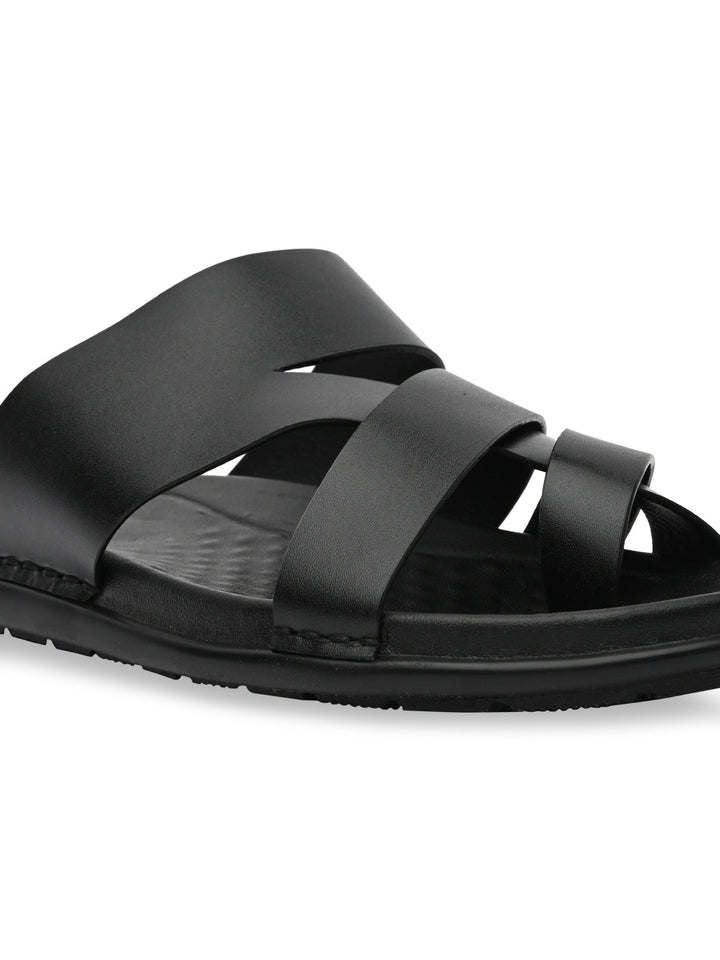 Regal Black Mens Casual Leather Sandals