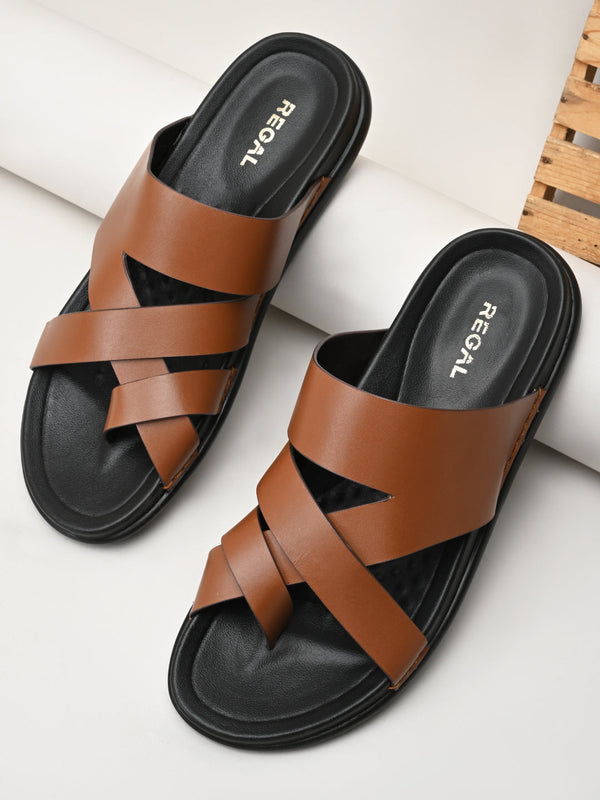 Regal Dark Tan Mens Casual Leather Sandals