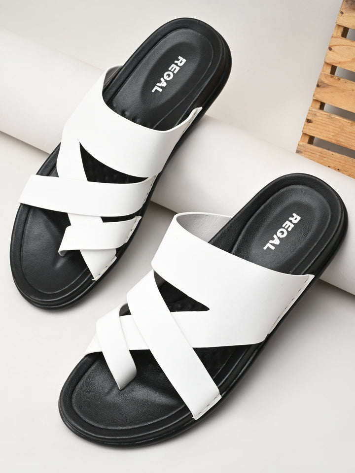 Regal White Mens Casual Leather Sandals