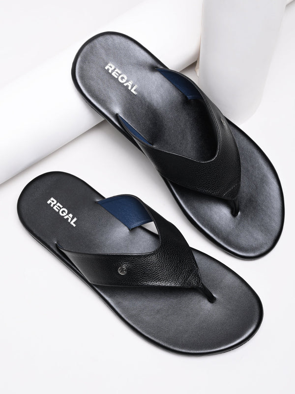 Regal Black Men Classic Leather Sandals