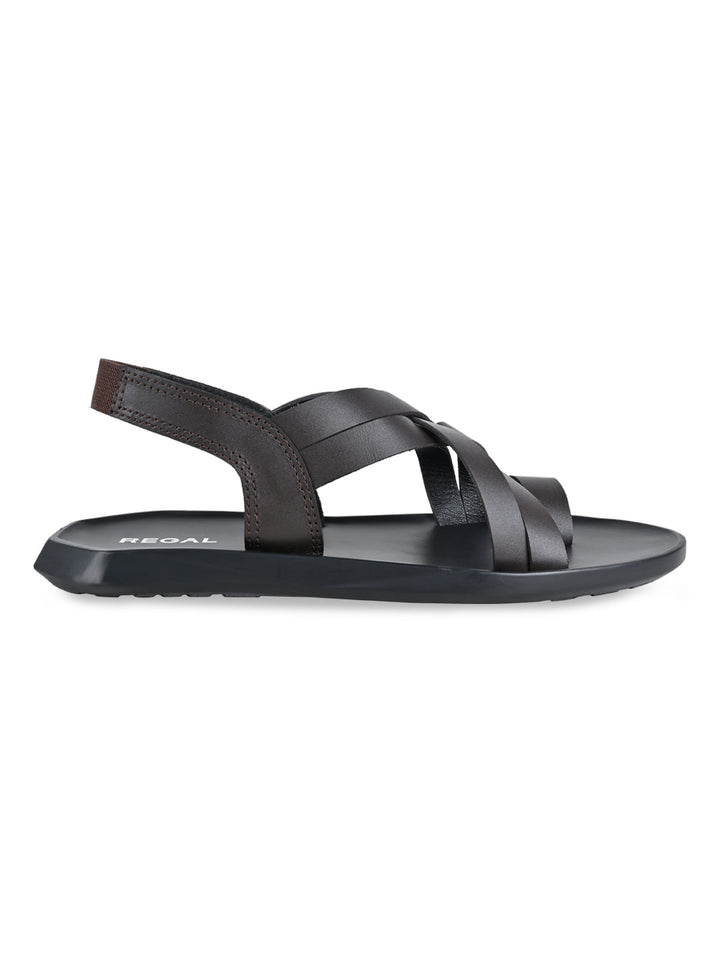 Regal Brown Men Strappy Leather Sandals