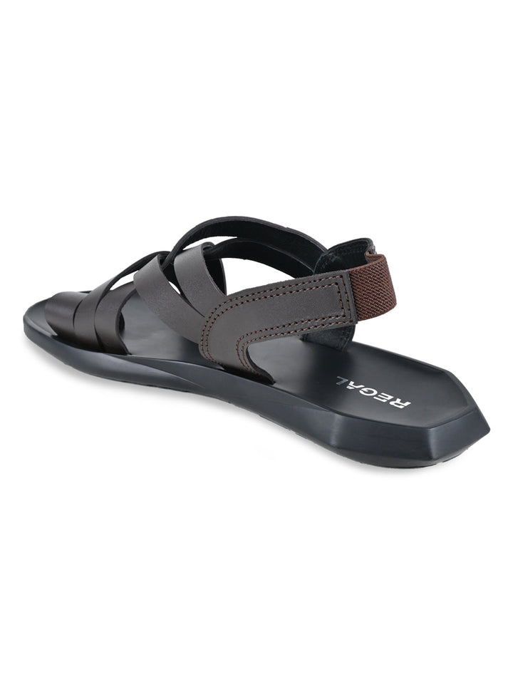 Regal Brown Men Strappy Leather Sandals