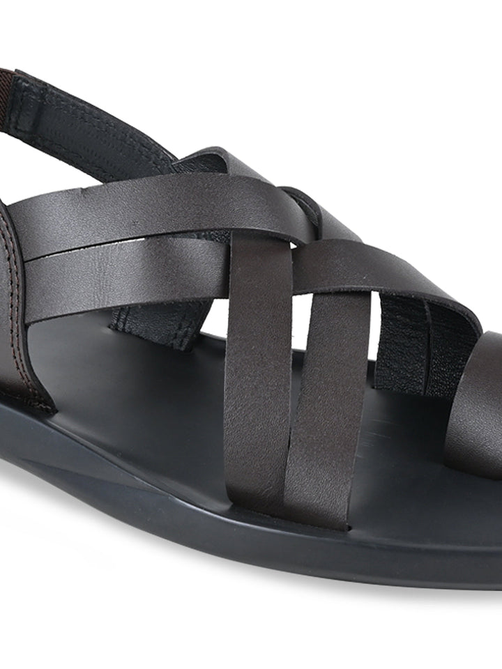 Regal Brown Men Strappy Leather Sandals