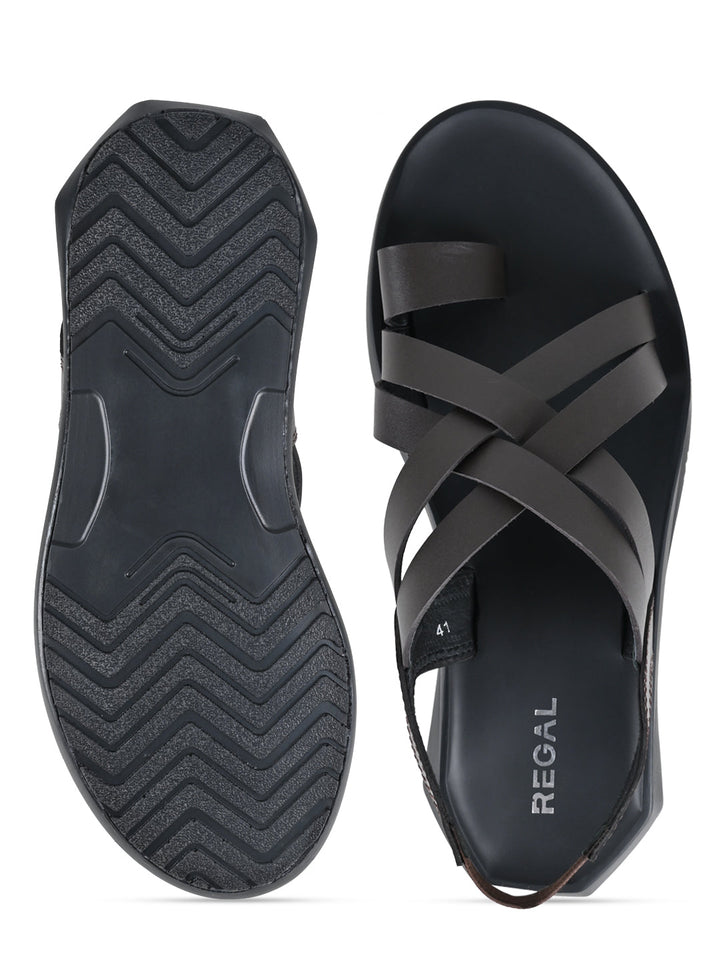 Regal Brown Men Strappy Leather Sandals