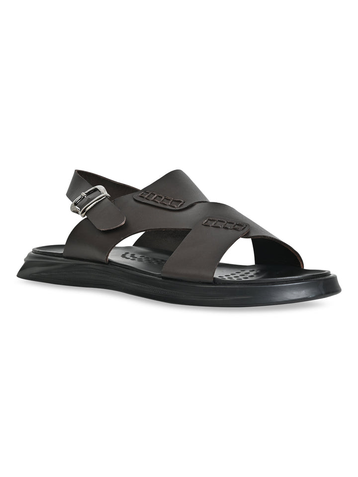Regal Brown Men Casual Leather Back Strap Sandals