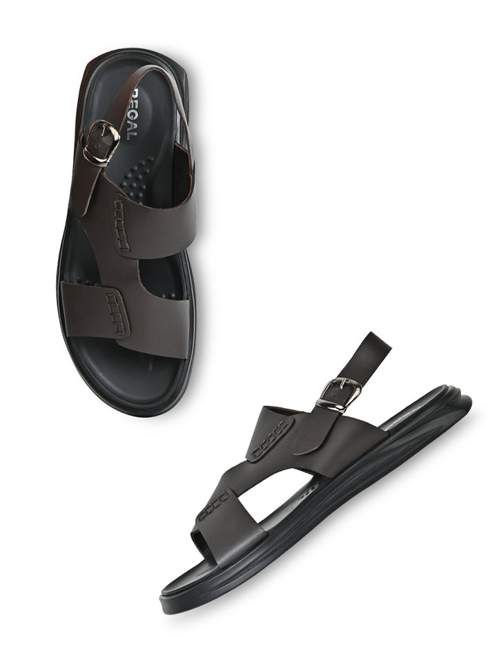 Regal Brown Men Casual Leather Back Strap Sandals