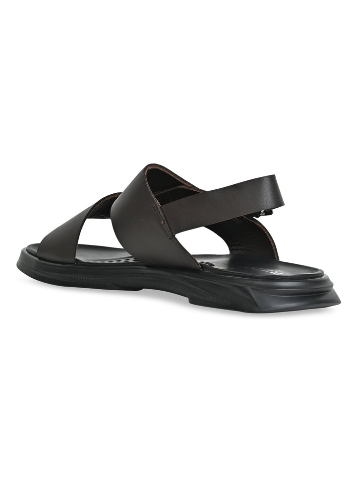 Regal Brown Men Casual Leather Back Strap Sandals