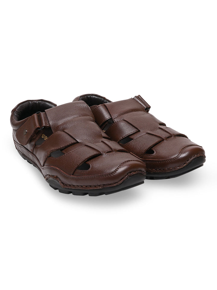 Regal Brown Men Leather Casual Fisherman Sandals