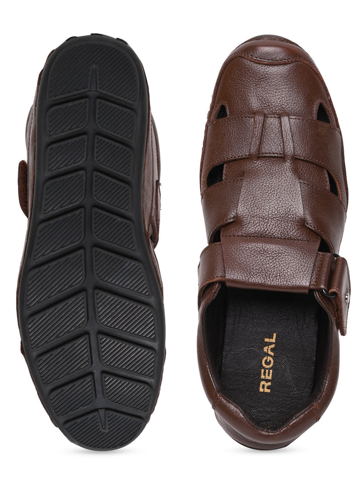 Regal Brown Men Leather Casual Fisherman Sandals