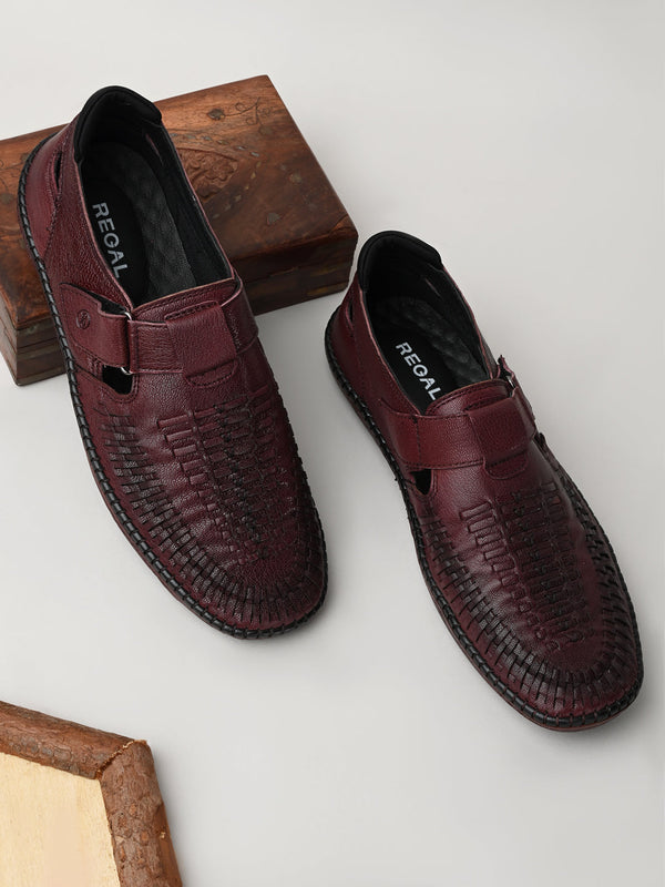 Regal Bordo Men Leather Fisherman Sandals
