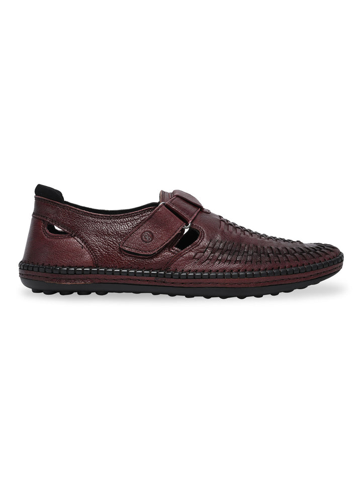Regal Bordo Men Leather Fisherman Sandals