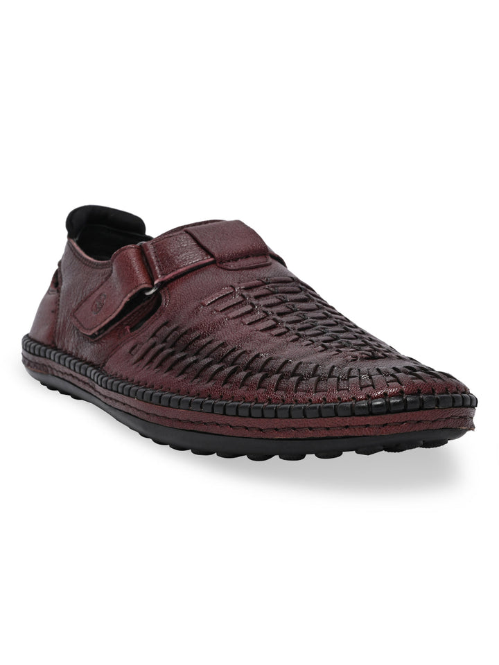 Regal Bordo Men Leather Fisherman Sandals