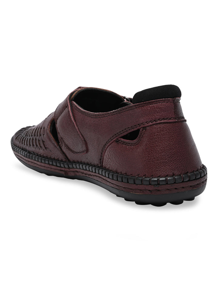 Regal Bordo Men Leather Fisherman Sandals