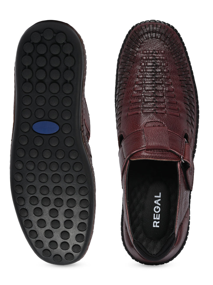 Regal Bordo Men Leather Fisherman Sandals