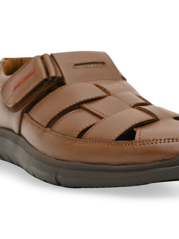 Regal Tan Men Leather Casual Fisherman Sandals