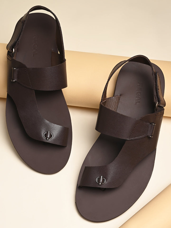 Regal Brown Men Leather One Toe Sandals